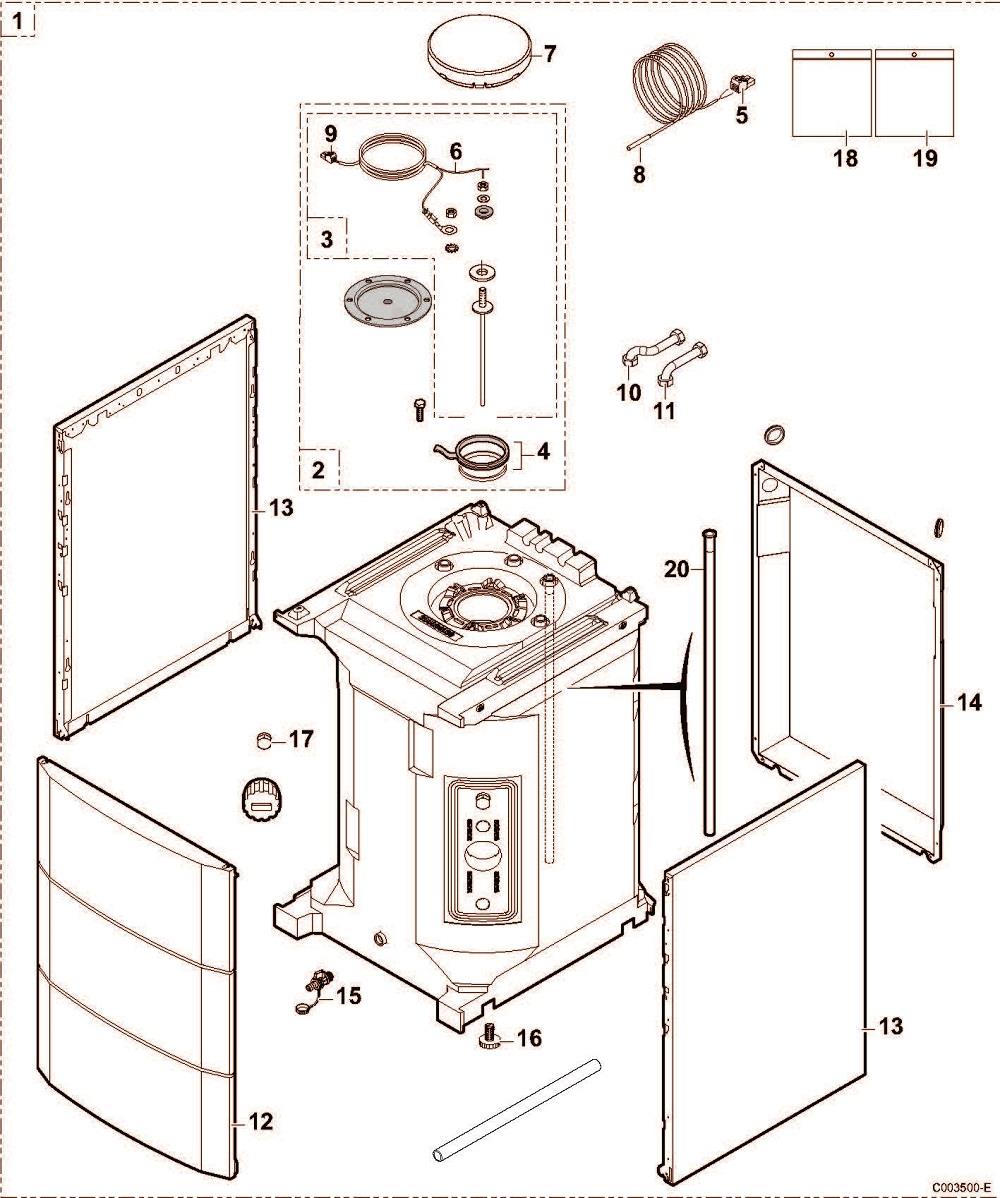 Schéma éclaté Vue Principale — Remeha Préparateur ECS 160 SL (EC600-100020079)